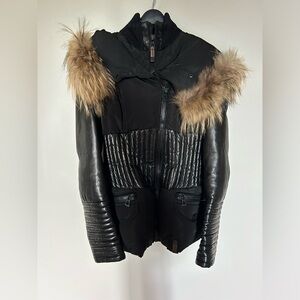 Rudsak coat leather and real fur xsmall